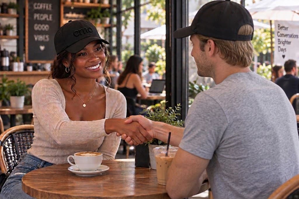 Two people sharing a quiet moment of easy conversation